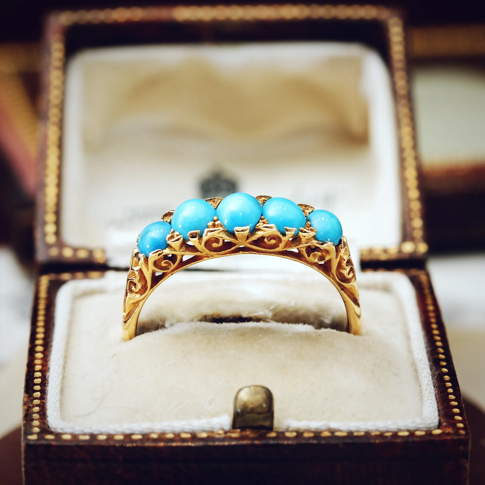 Date 1904 Finest Turquoise Half Hoop Ring