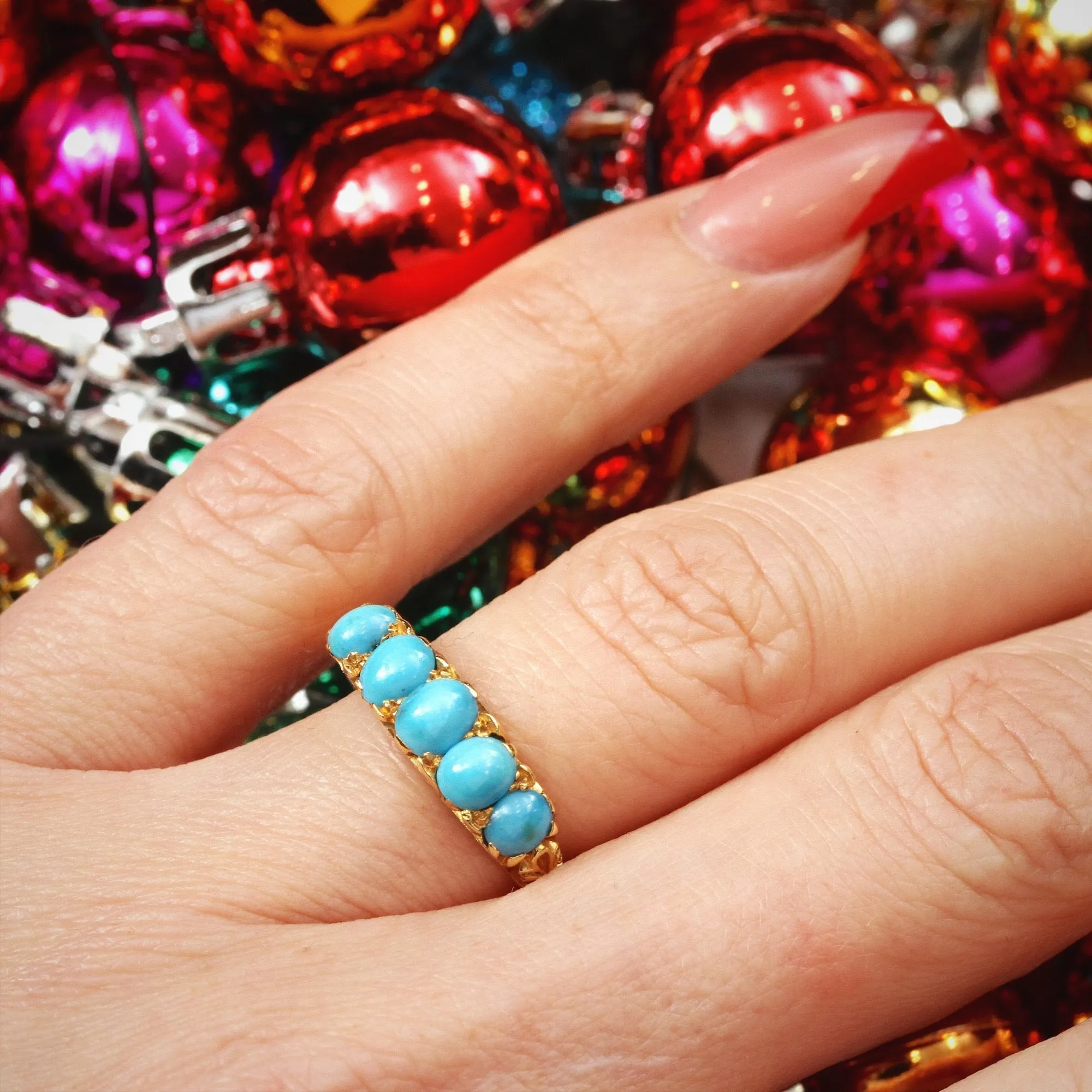 Date 1904 Finest Turquoise Half Hoop Ring