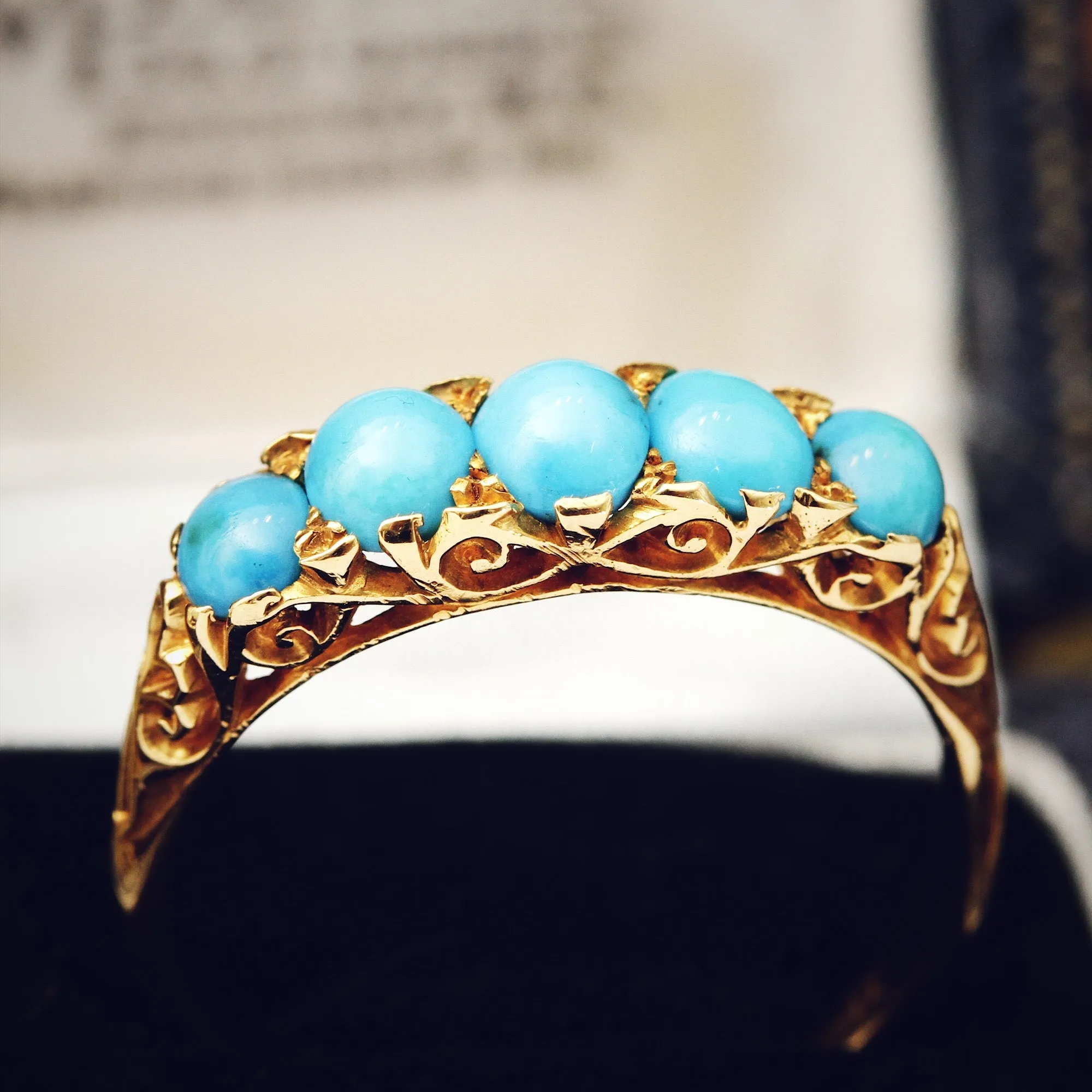 Date 1904 Finest Turquoise Half Hoop Ring