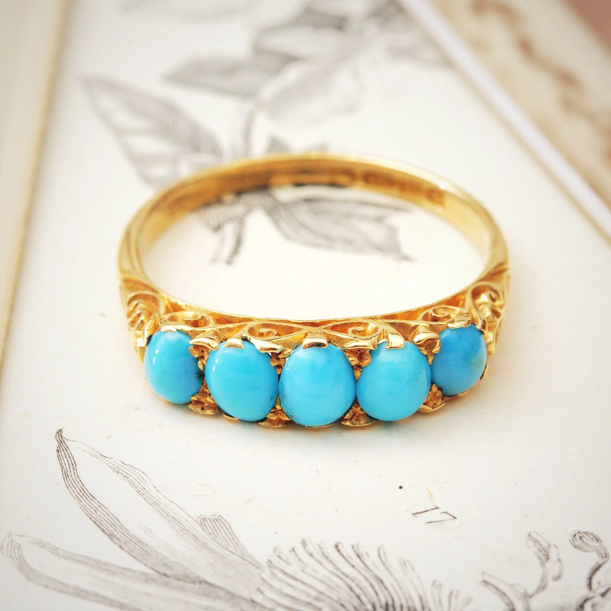 Date 1904 Finest Turquoise Half Hoop Ring