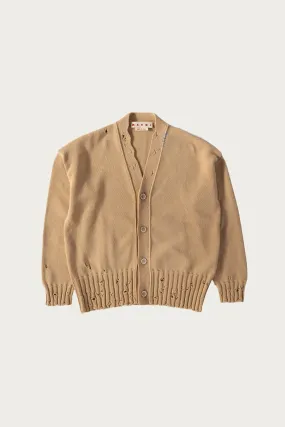 Disheveled Cotton Cardigan - Light Camel