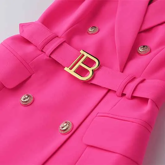 Double Breasted Gold Button Rose Blazer Dress Women Mini Blazer Dresses