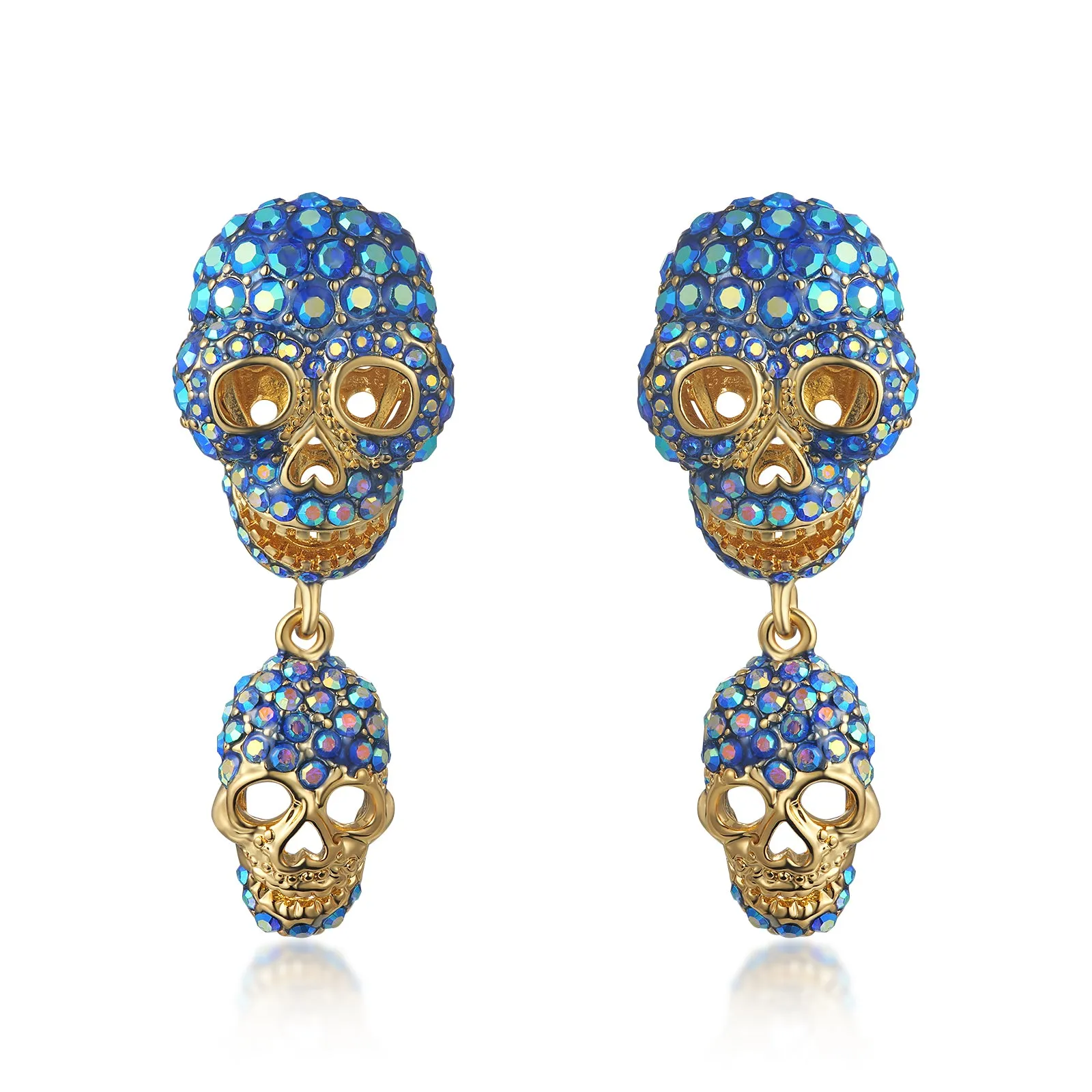 Double Crystal Skull Earrings