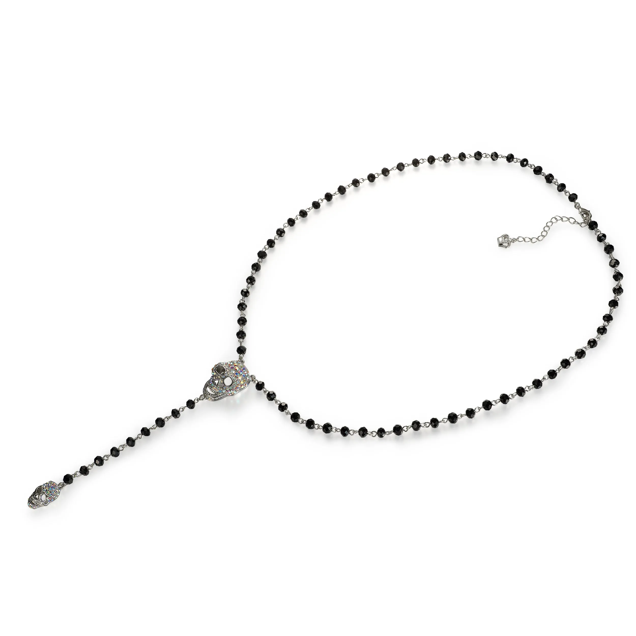 Double Skull Rosary Necklace