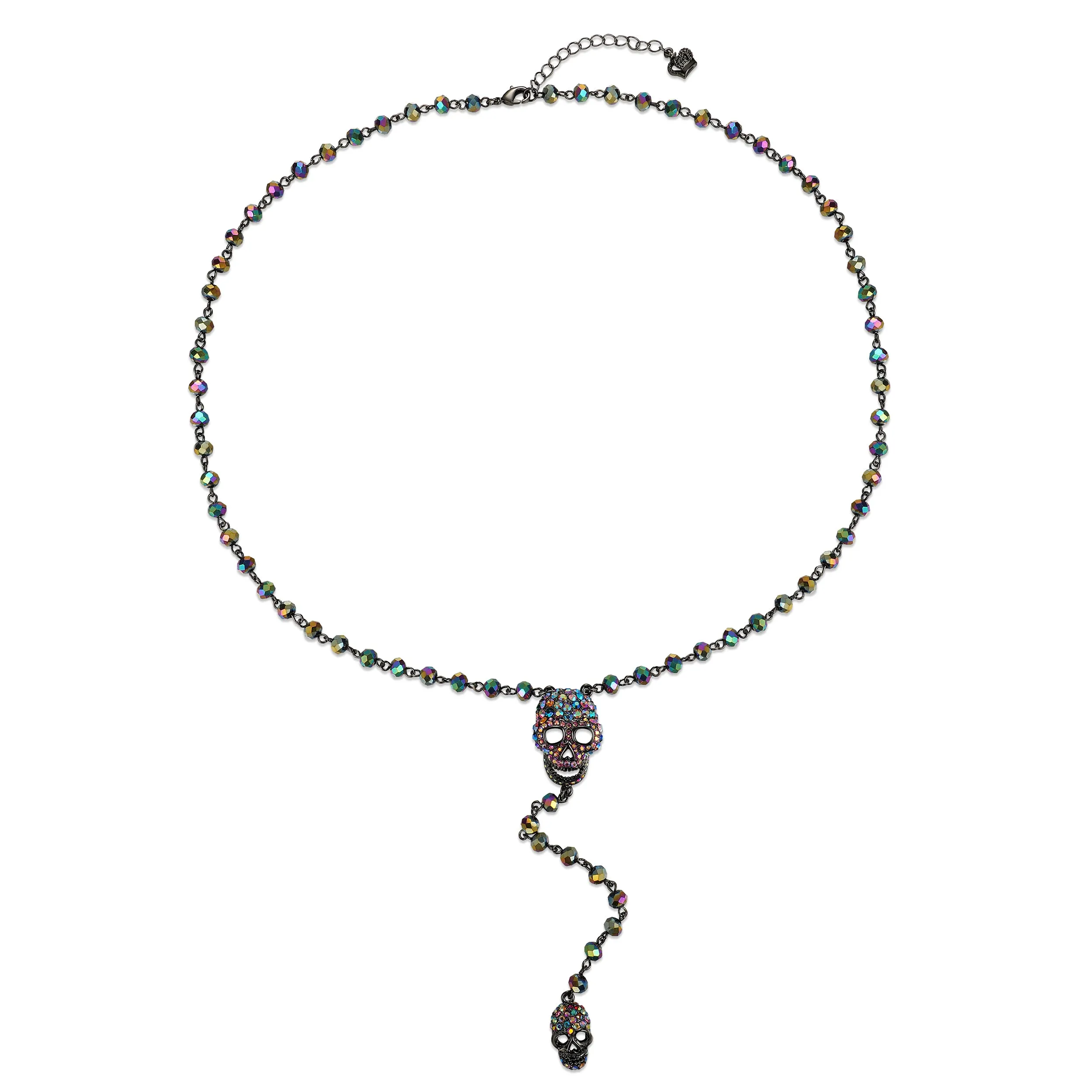 Double Skull Rosary Necklace