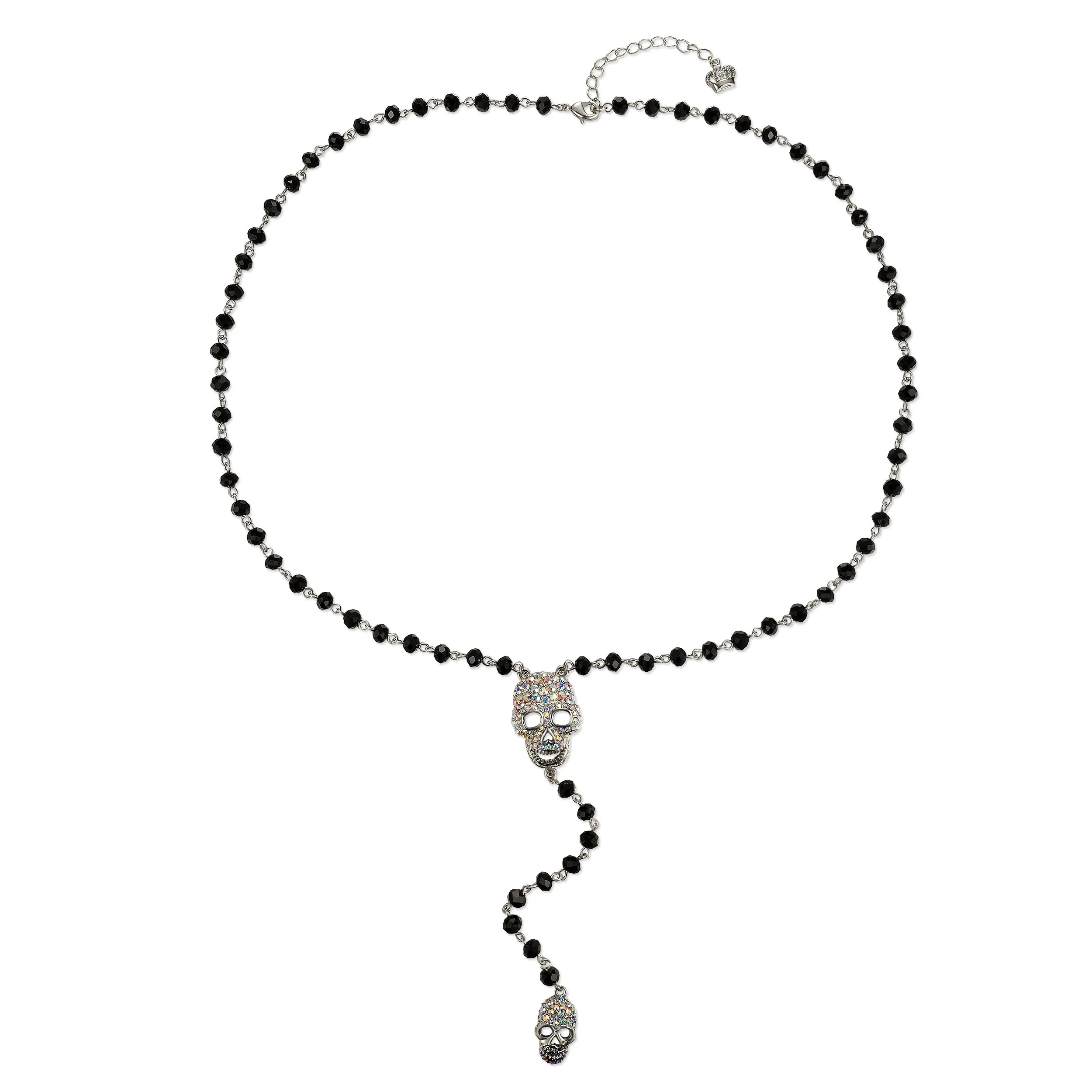 Double Skull Rosary Necklace