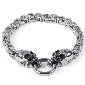 Double Wolf Head Bracelet