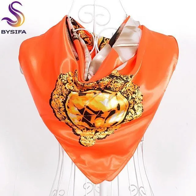 Elegent Women Large Square Silk Scarf Printed,90*90cm Fashion Spring And Autumn Grey And Purple Polyester Silk Scarf Shawl