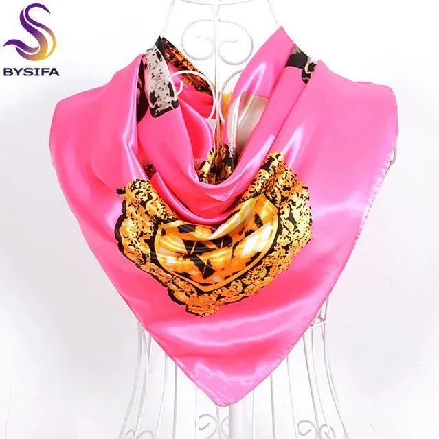 Elegent Women Large Square Silk Scarf Printed,90*90cm Fashion Spring And Autumn Grey And Purple Polyester Silk Scarf Shawl