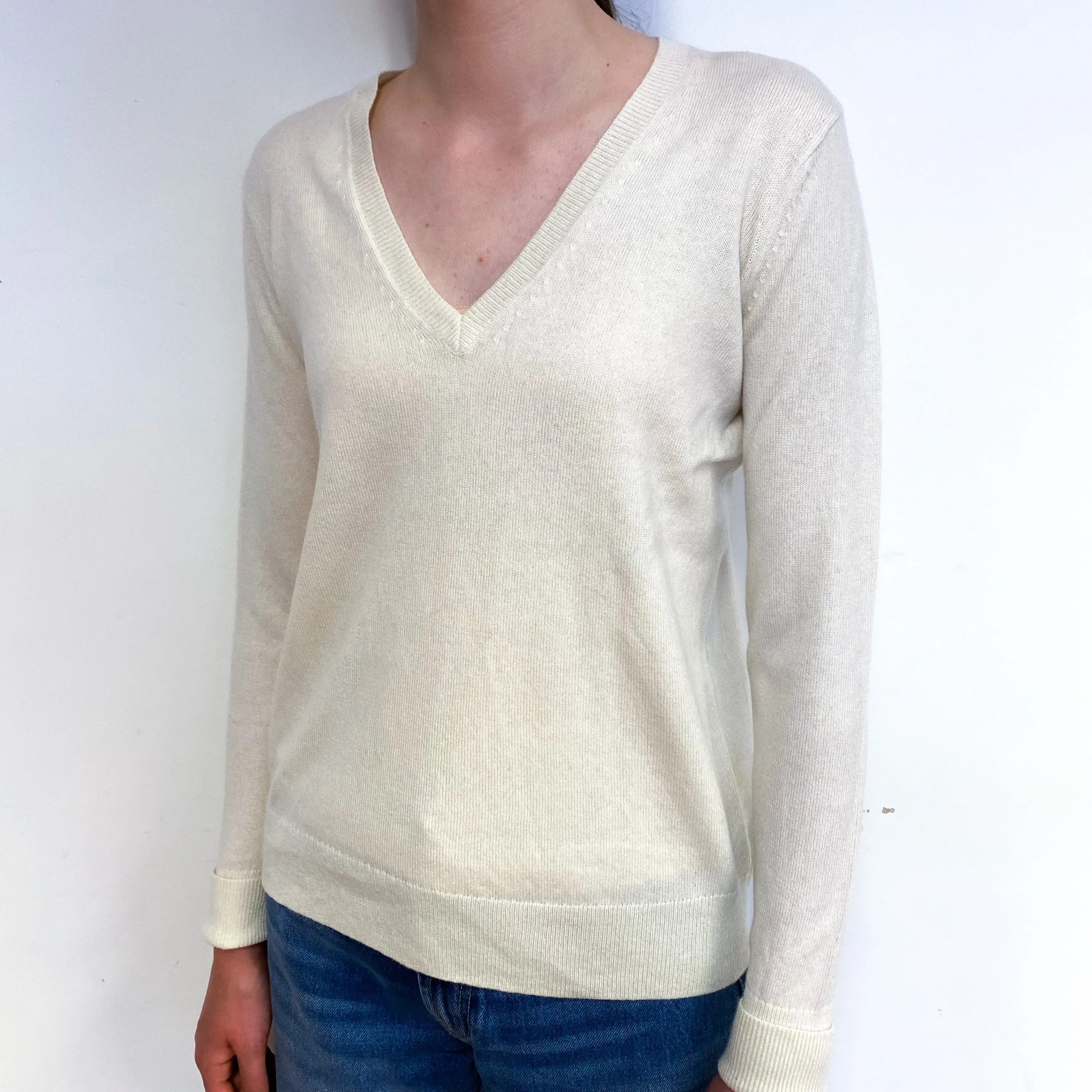 Everlane Cream Cashmere V-Neck Jumper Extra Small