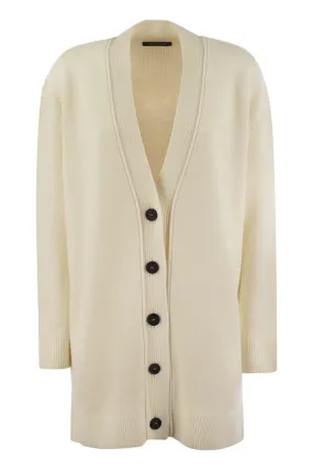 FABIANA FILIPPI Luxury Tri-Blend Cardigan with Horn Buttons