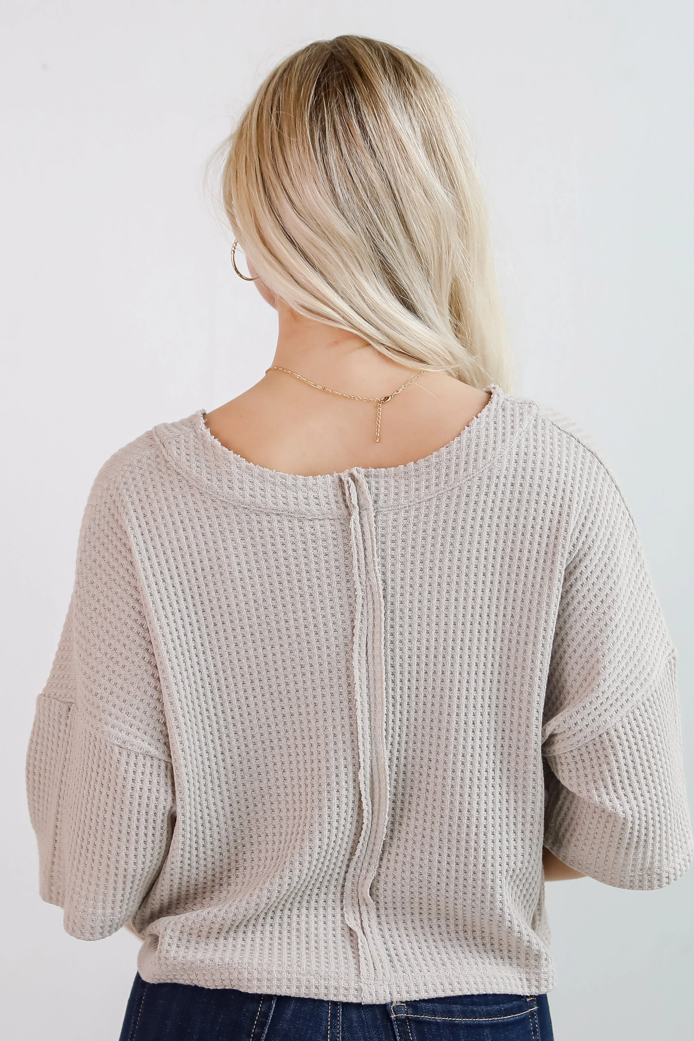 FINAL SALE - Effortless Mode Taupe Waffle Knit Tee