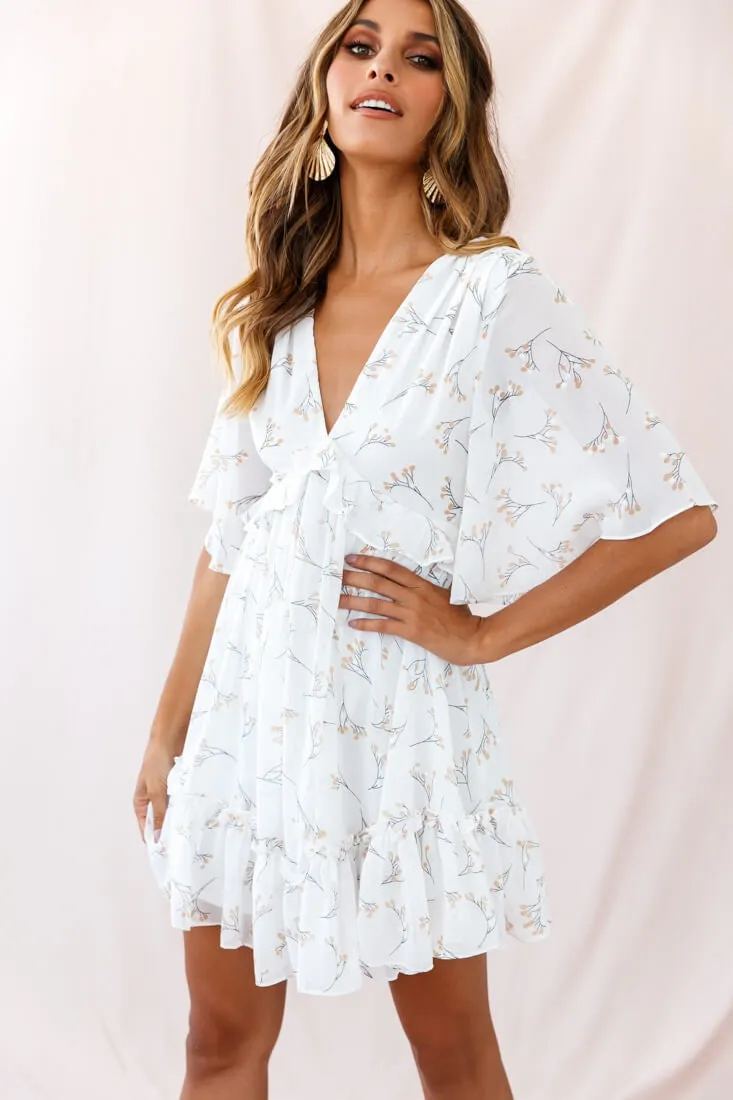 Flissy Angel Sleeve Cut-Out Babydoll Dress White