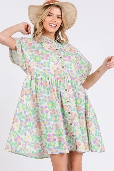 Floral Babydoll Short Sleeves Dress