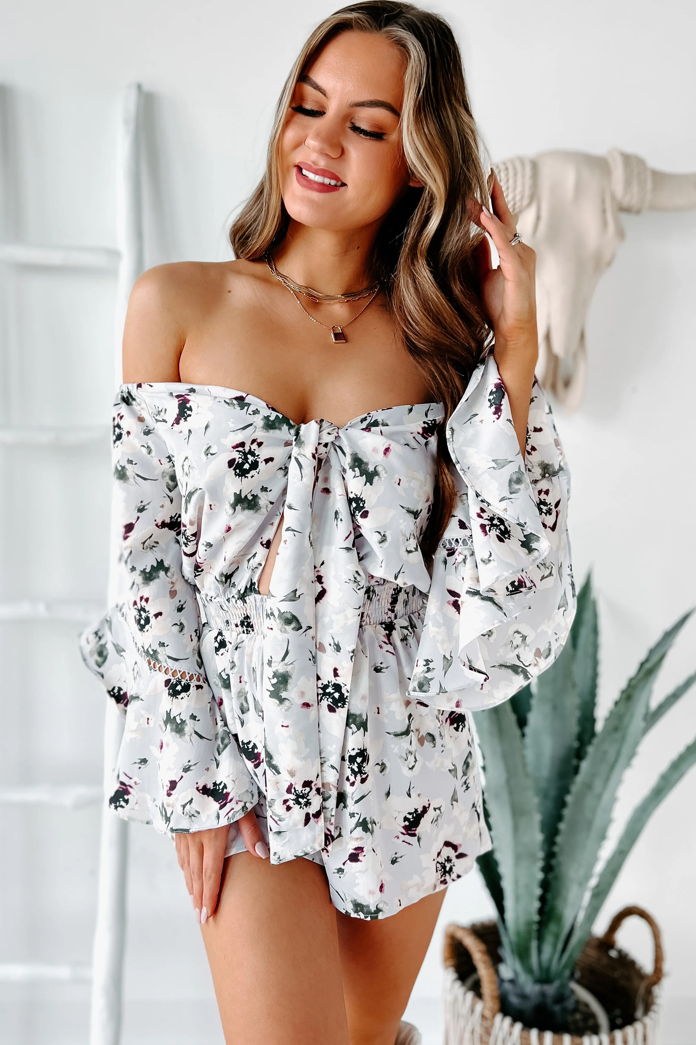 Floral Day Dream Cut Out Floral Romper (Lavender)