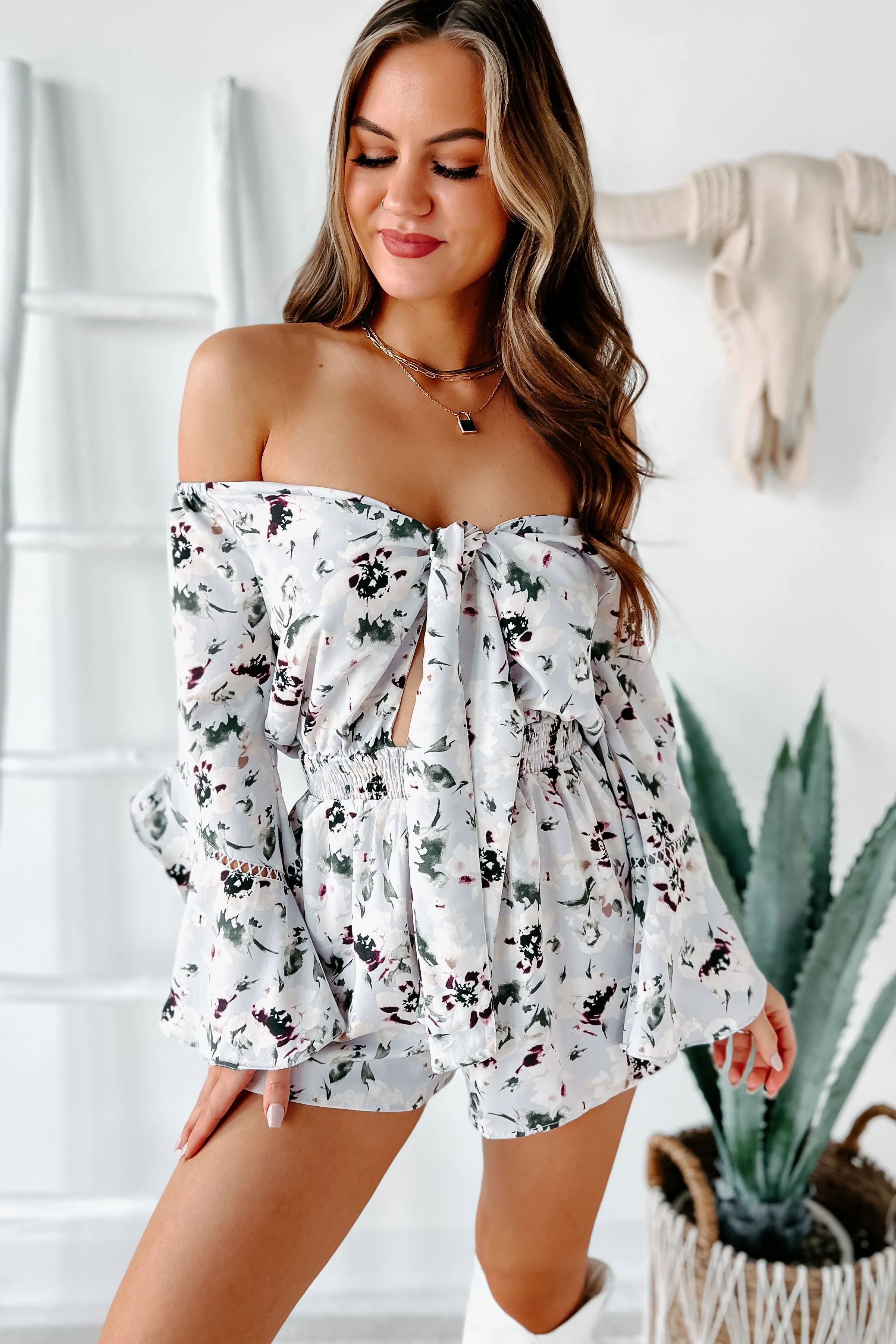 Floral Day Dream Cut Out Floral Romper (Lavender)