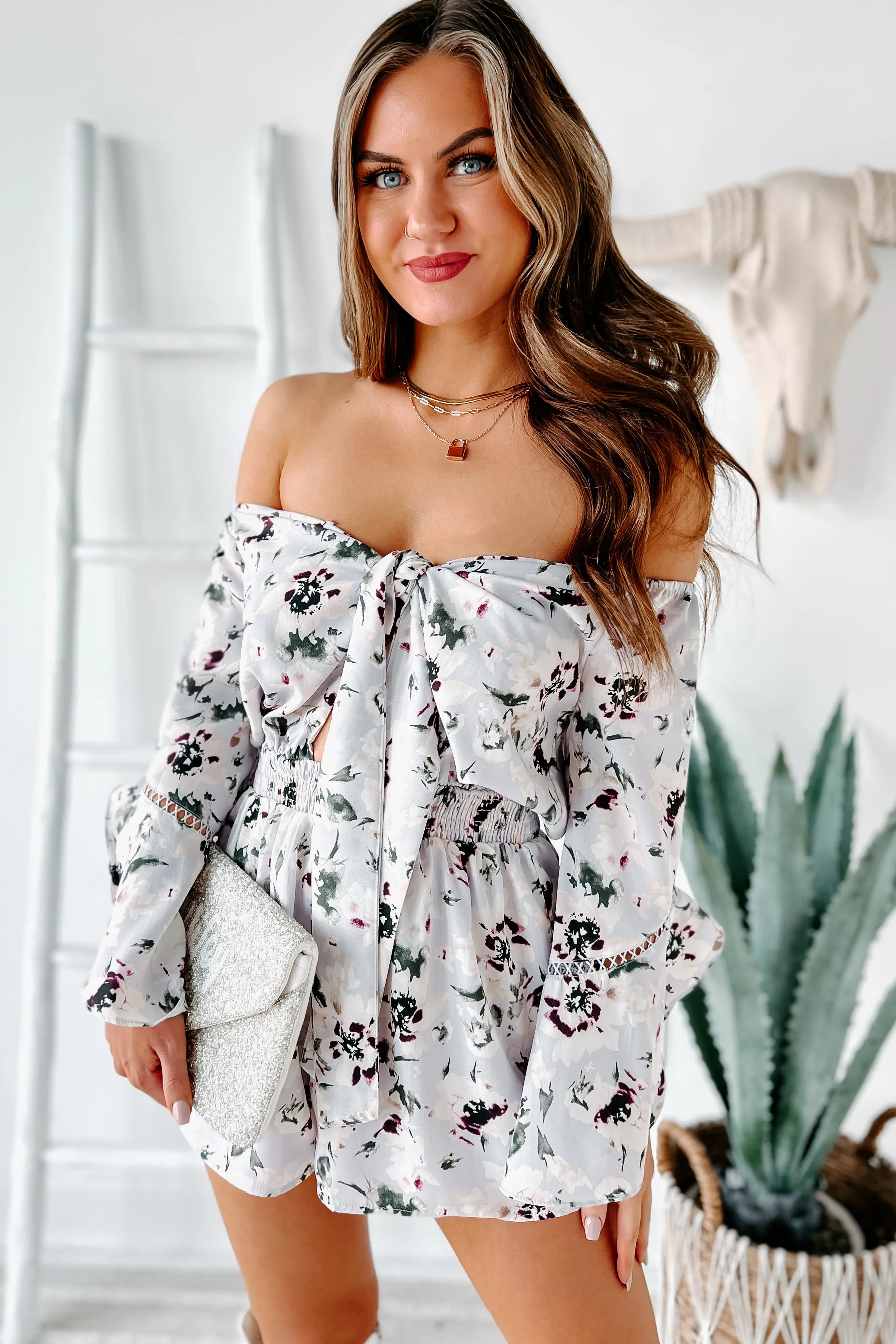 Floral Day Dream Cut Out Floral Romper (Lavender)