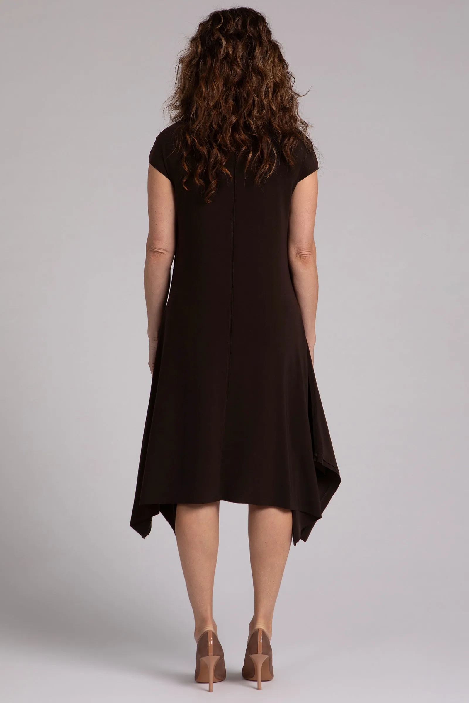 Flounce Funnel Neck Dress | Chocolate