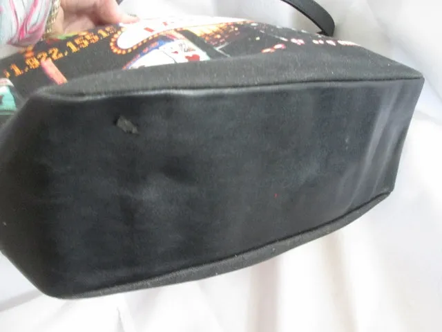 Frankie & Johnny Fabulous Las Vegas Shoulder Bag Casino Gambling Black Vegan TOTE