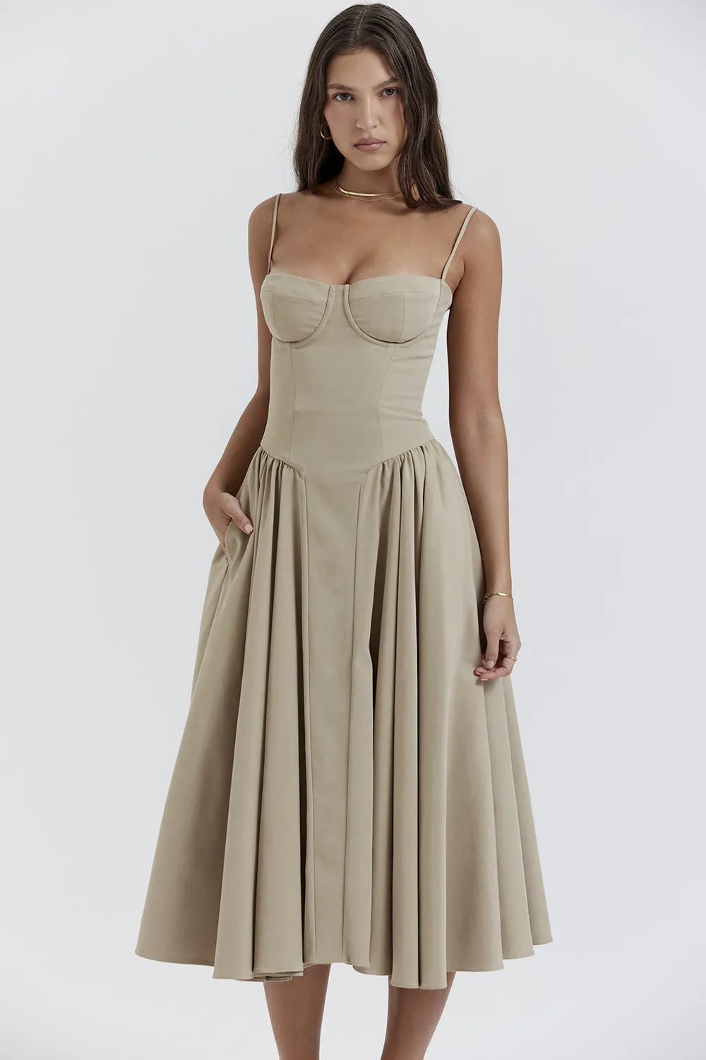 French Palace Style Vintage Floor-Length Strap Maxi Dress