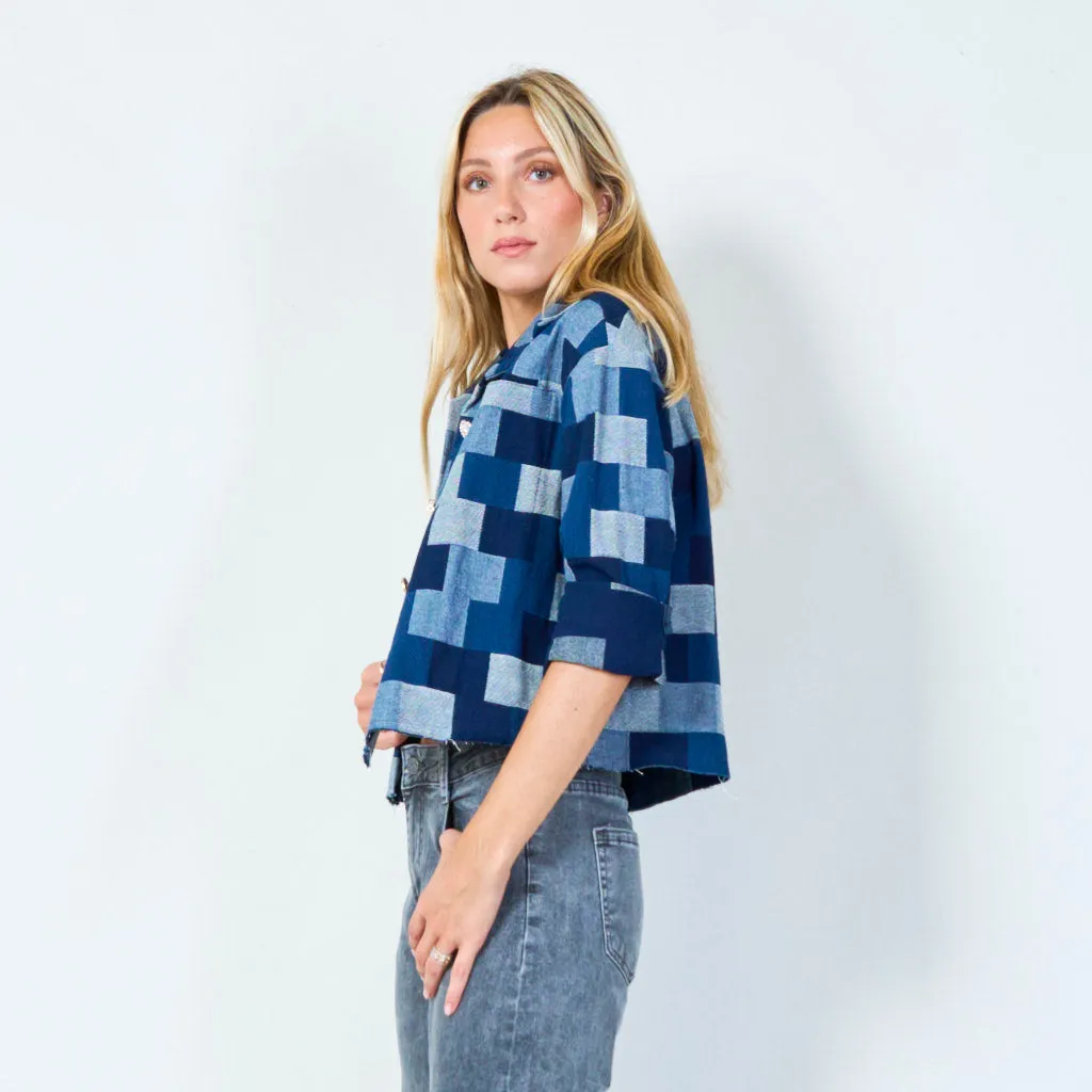 Geometric pattern cropped jacket wholesale