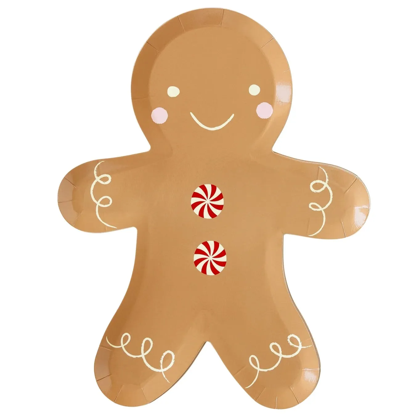 Gingerbread Man Shaped Paper Plates 12"