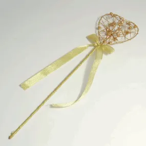 Gold Heart Wand with Ribbon - 40cm x 10cm