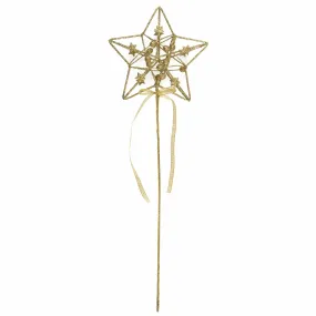 Gold Star Wand with Ribbon - 40cm x 13cm