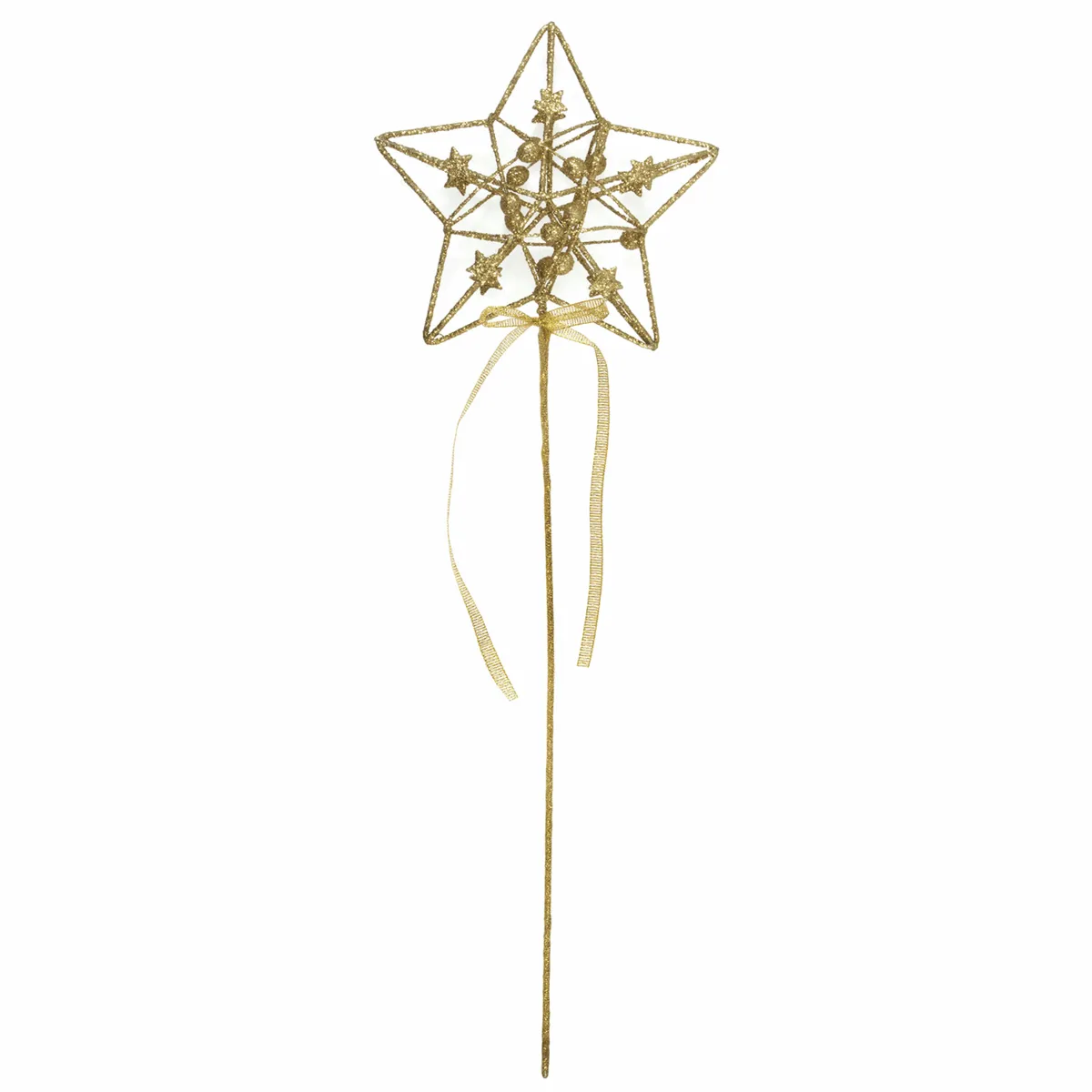 Gold Star Wand with Ribbon - 40cm x 13cm