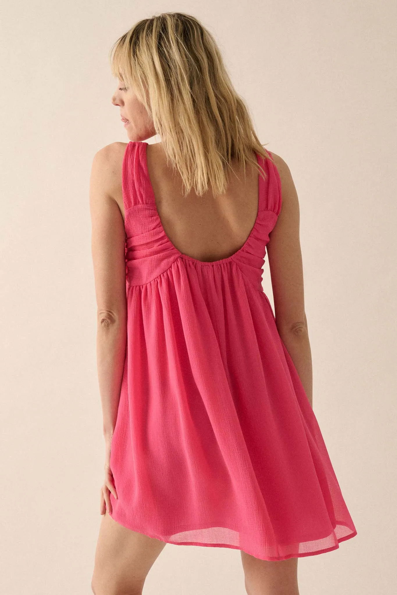 Gossamer Girl Crepe Chiffon Twist-Front Mini Dress