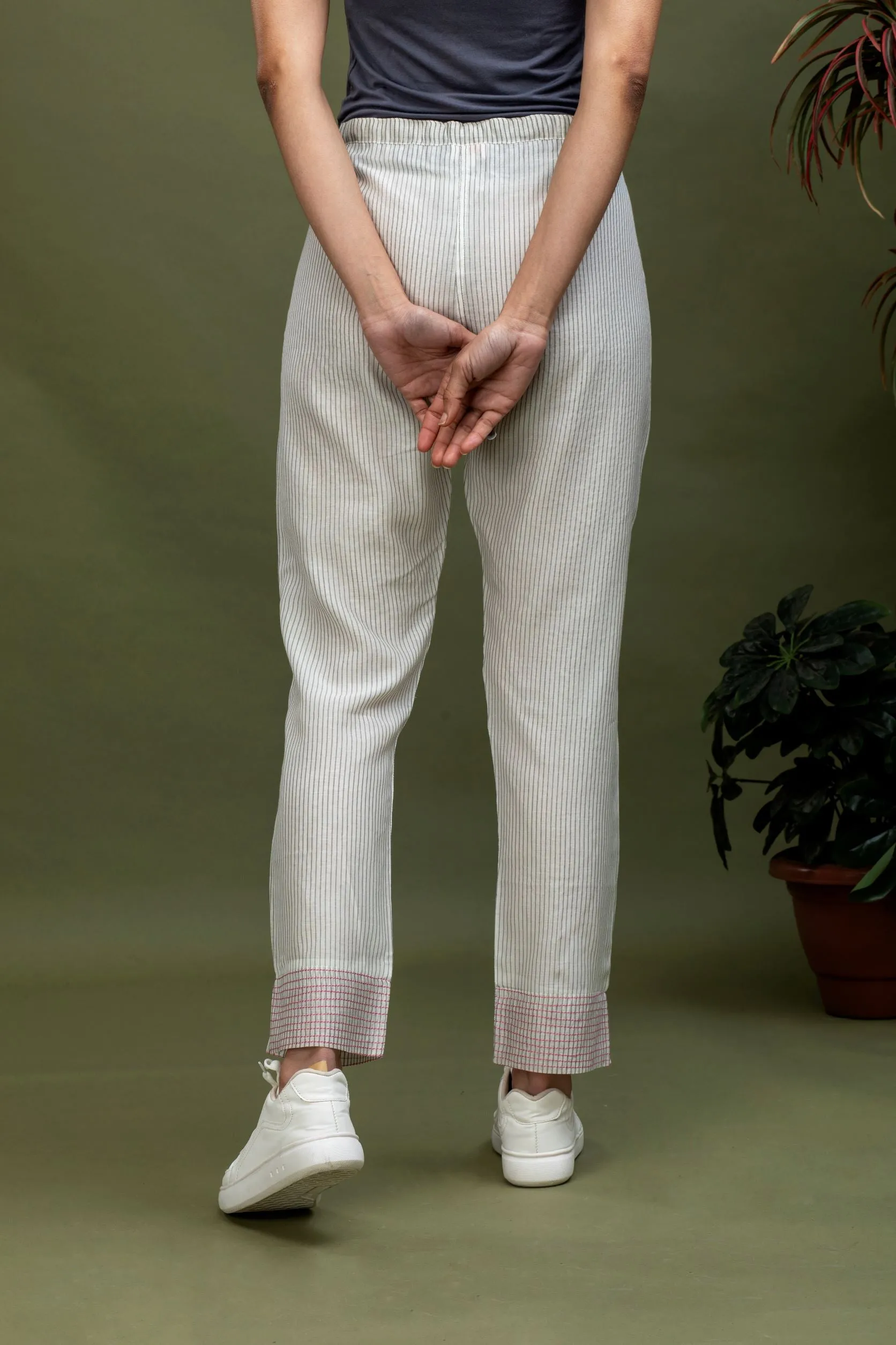 Handwoven Cotton Chanderi Sripes Pants