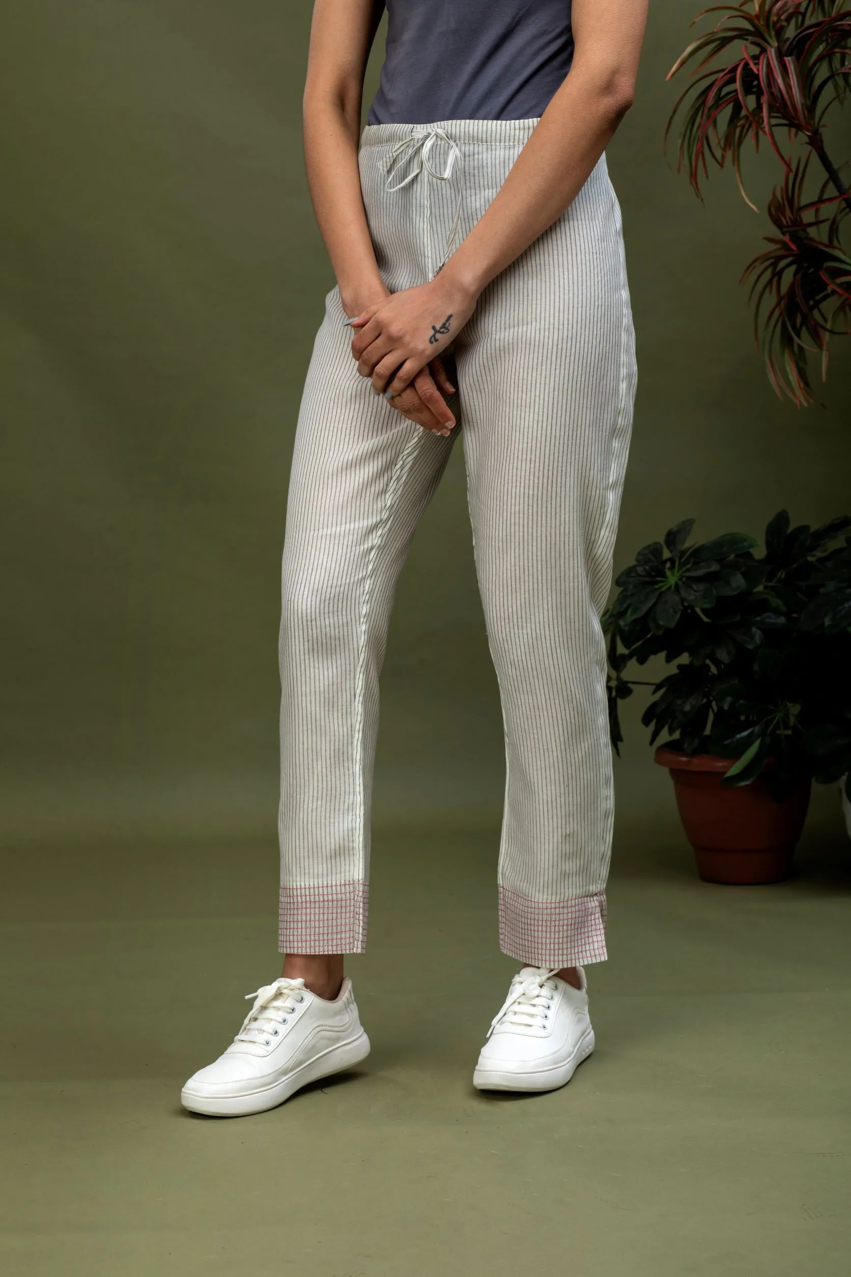 Handwoven Cotton Chanderi Sripes Pants