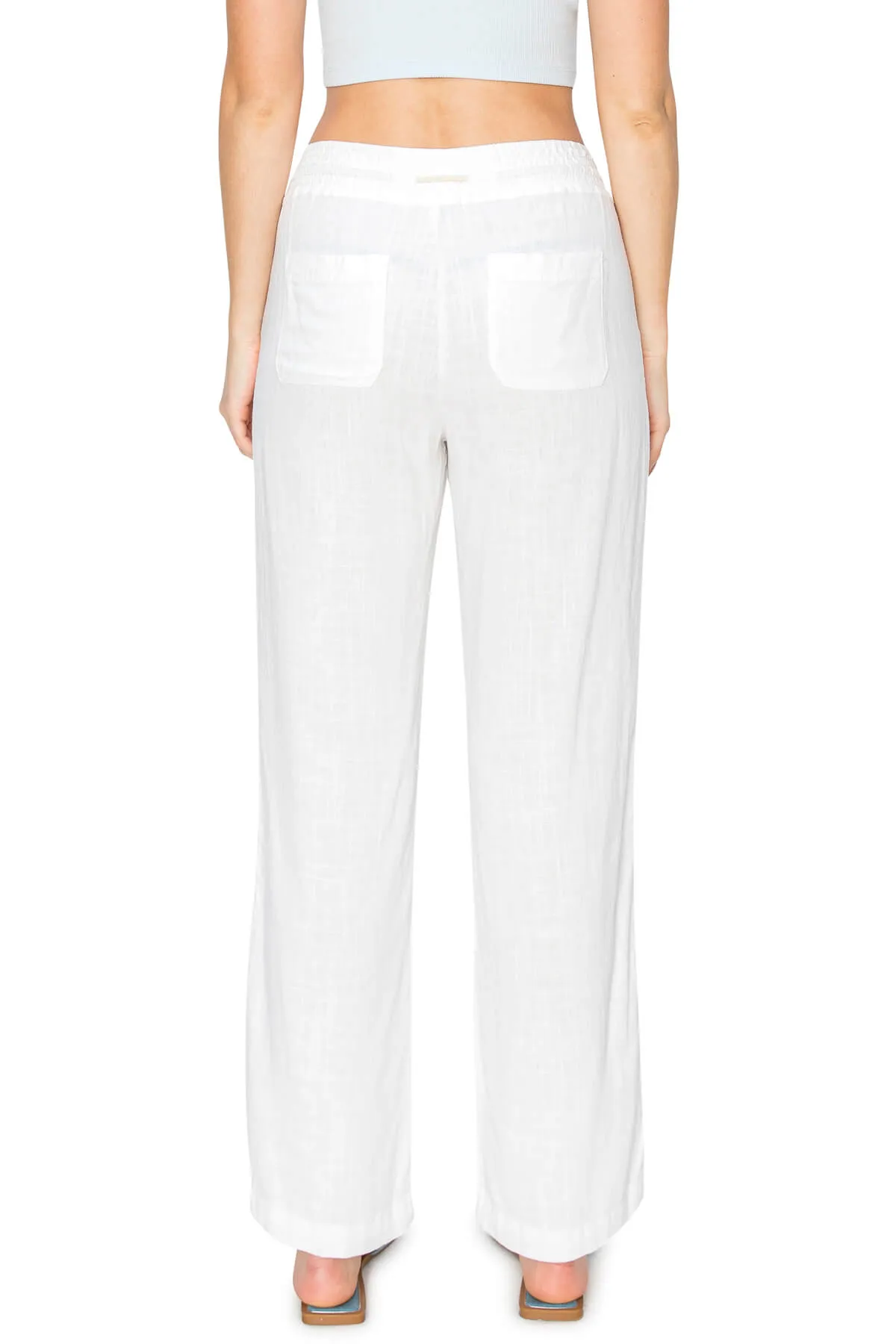 High Waist Relaxed Lounge Beach Pants - White