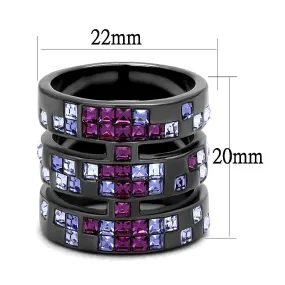 IP Light Black (IP Gun) Stainless Steel Ring with Top Grade Crystal in Multi Color for Women Style TK2734