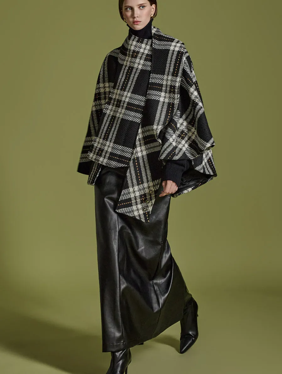 J2418 Muffler Plaid Poncho