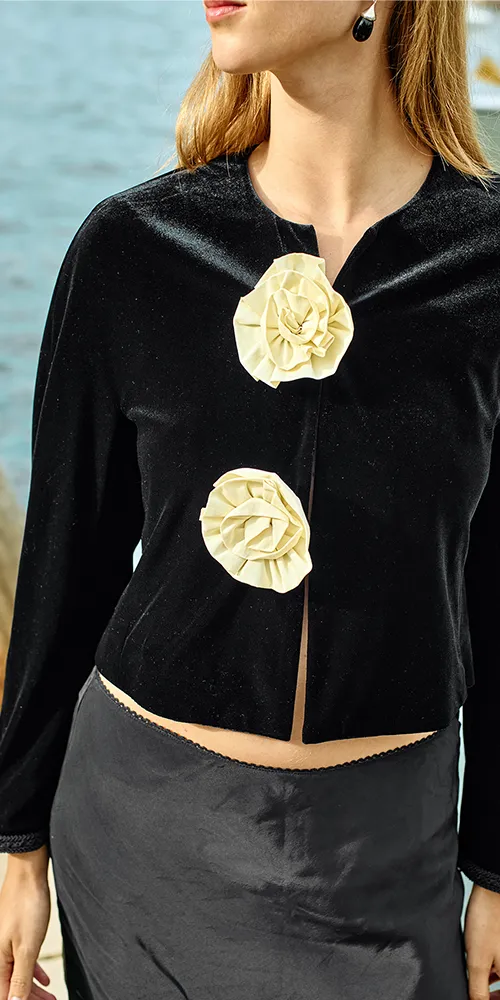 Javiera Velvet Rosette Jacket