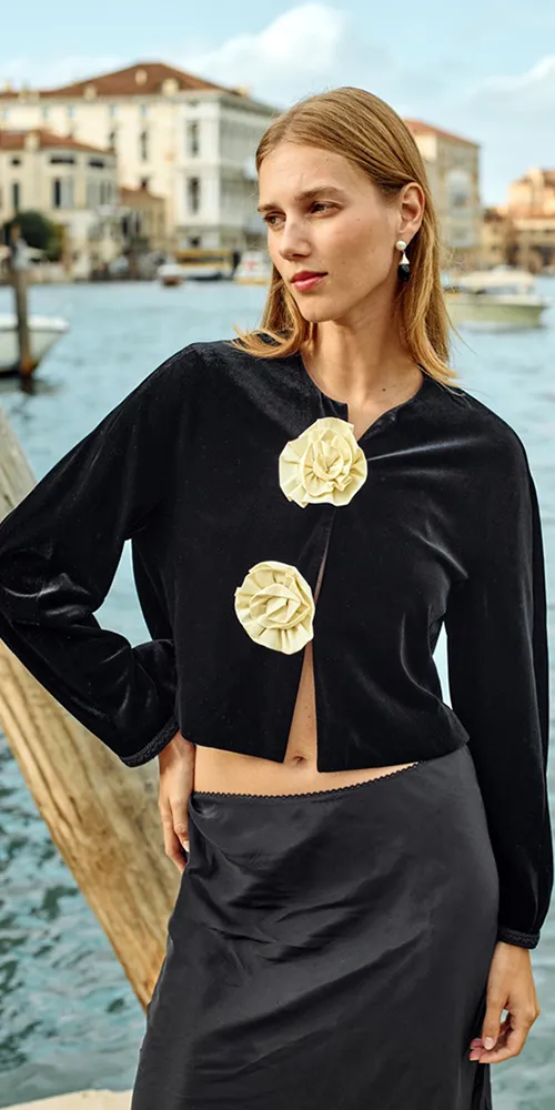 Javiera Velvet Rosette Jacket