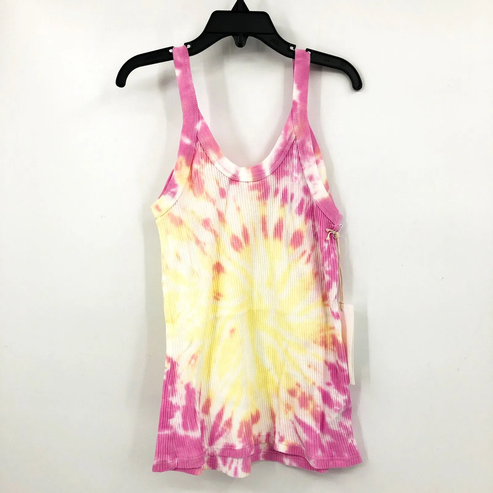 LACAUSA Womens Maya Tank Top XS Pink Lemonade Tie Dye 100% Cotton