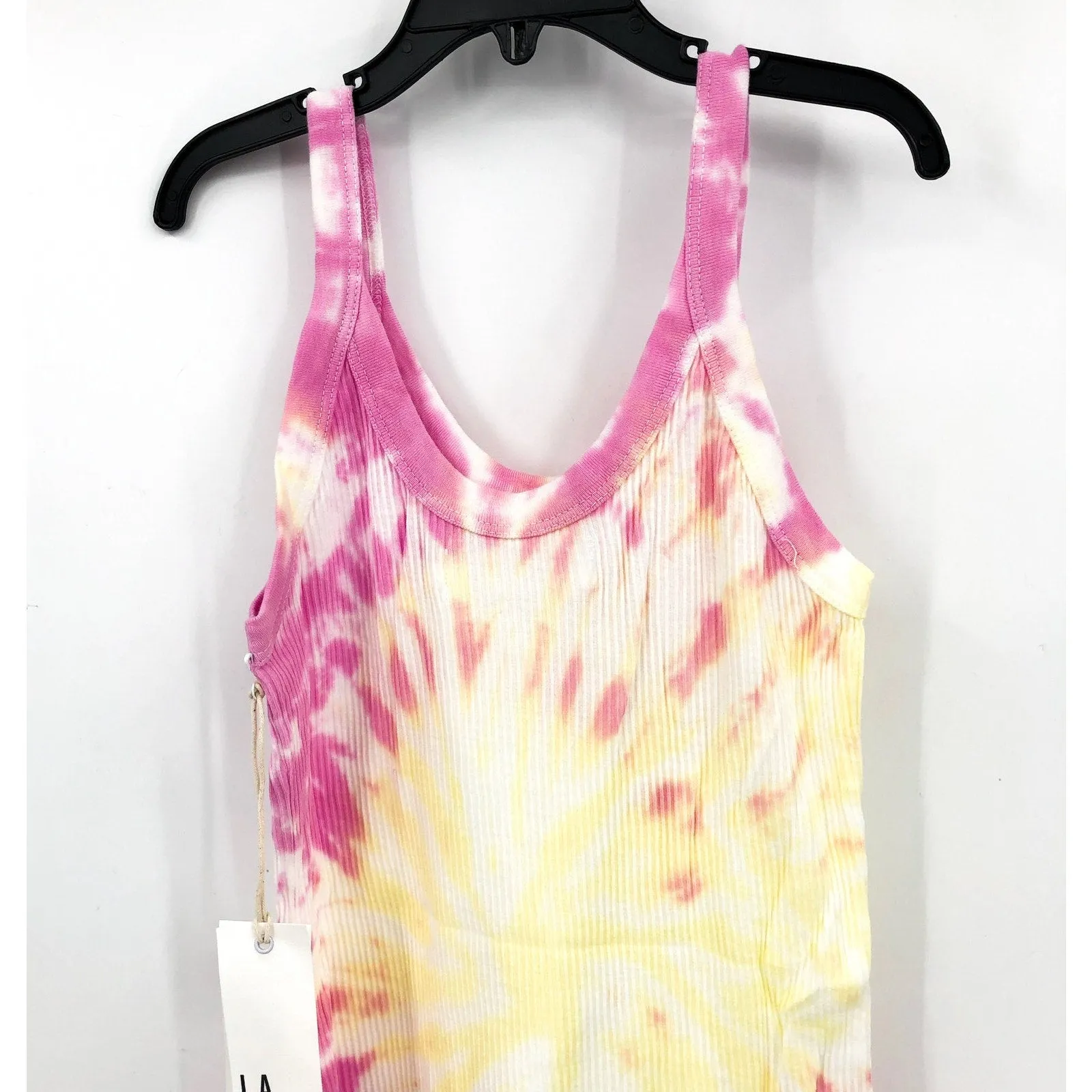 LACAUSA Womens Maya Tank Top XS Pink Lemonade Tie Dye 100% Cotton