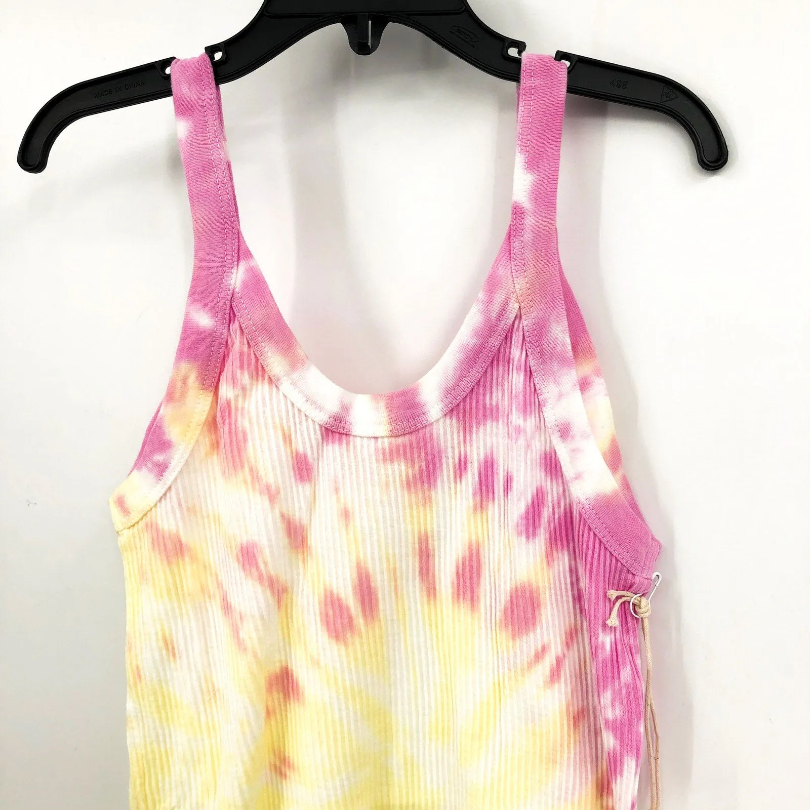 LACAUSA Womens Maya Tank Top XS Pink Lemonade Tie Dye 100% Cotton