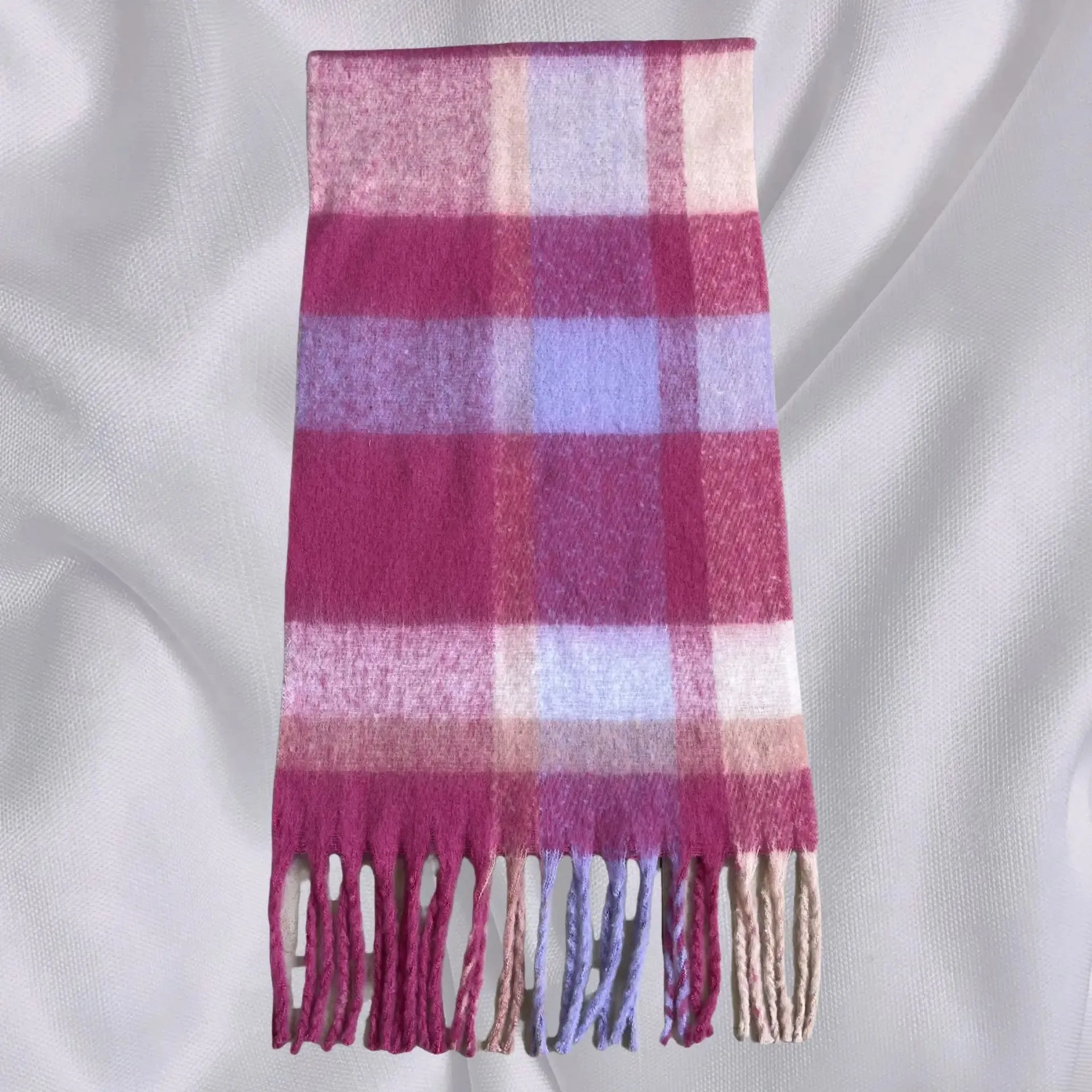 Long Shawl Thickened Warm Scarf Women Fashion Elegant Minimalist Plaid Scarf