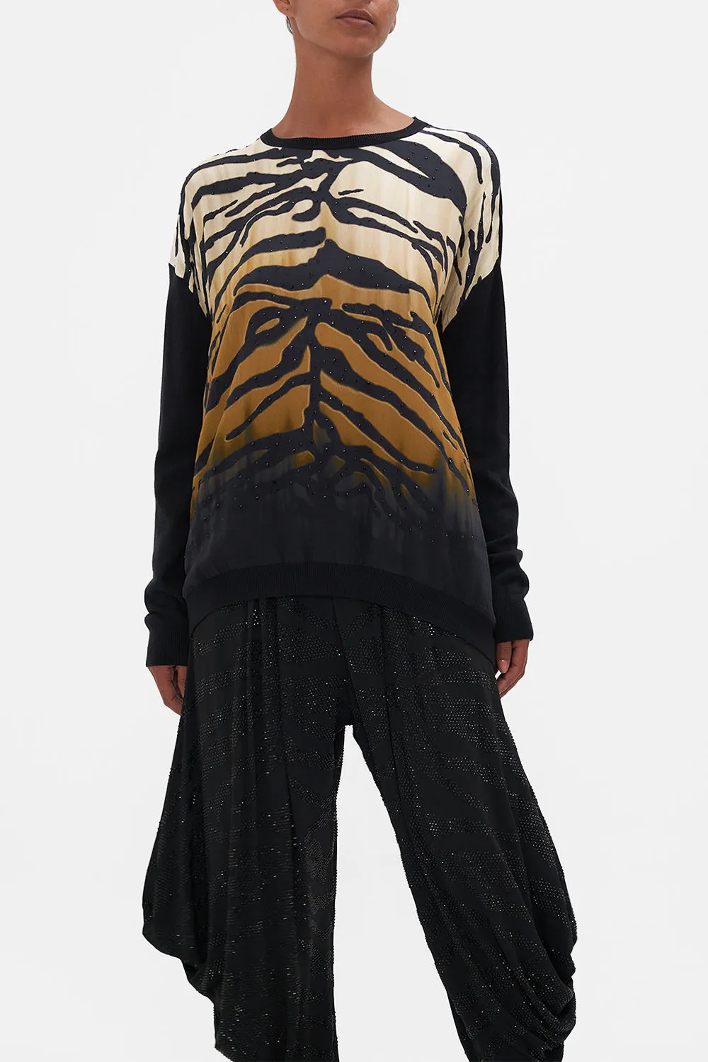 LONG SLEEVE JUMPER WITH PRINT FRONT TAME MY TIGER