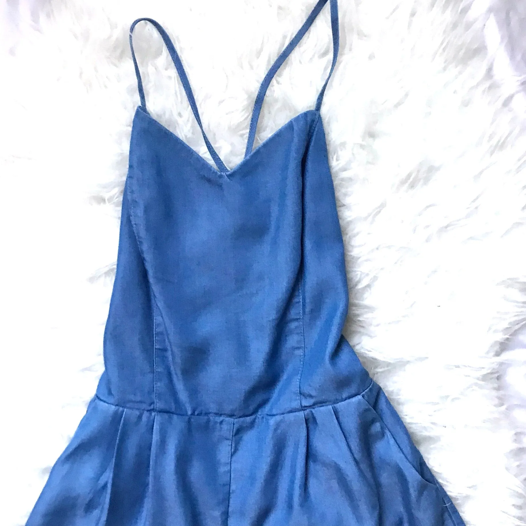 Lovers   Friends Denim Lace Up Back Romper - Size S