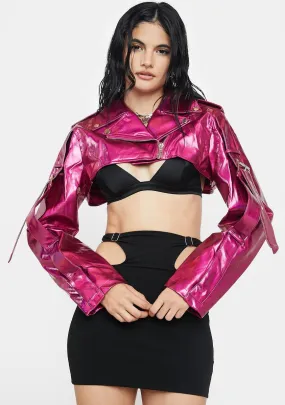 Magenta Rev It Up Shrug Moto Jacket