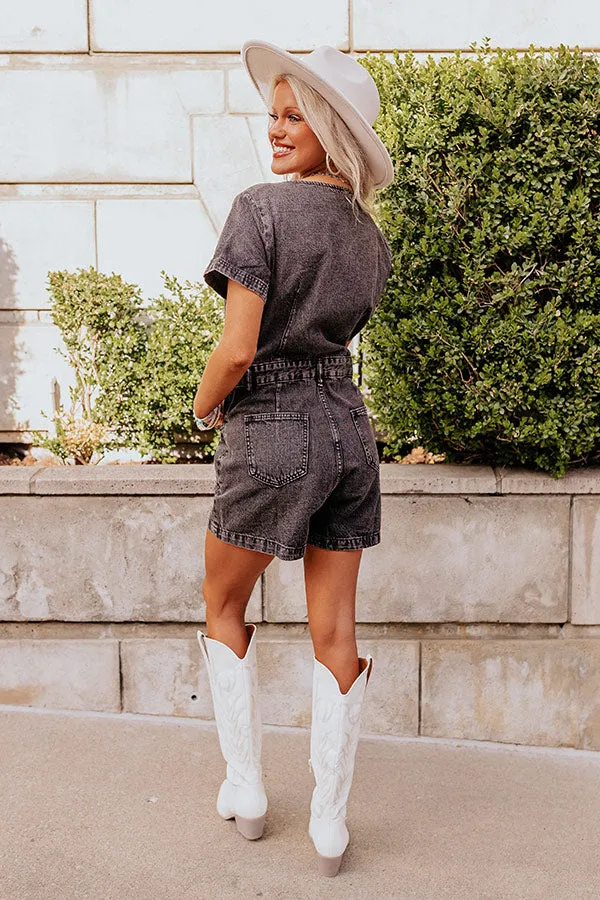 Manhattan Marvels Denim Romper in Vintage Black