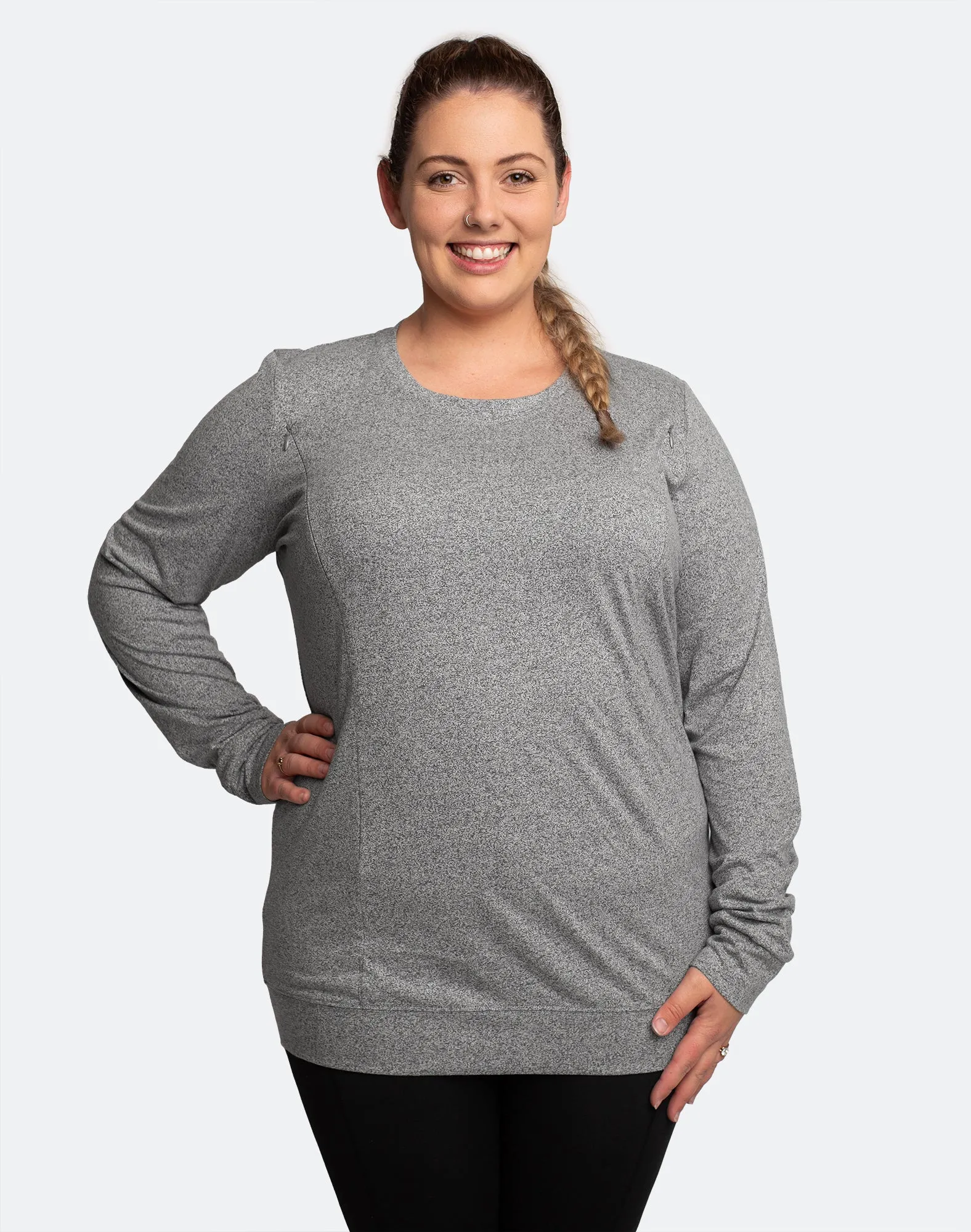 Maternity Top - Crew Neck Jumper Grey