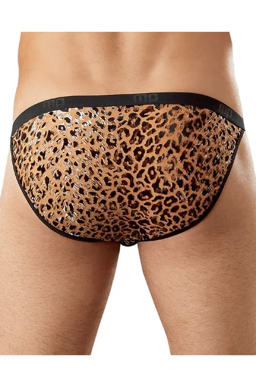 Mens Animal Burnout Leopard print String Bikini Brief - Closeout