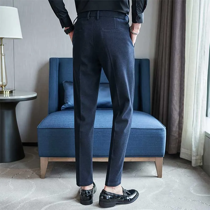 Men's Autumn and Winter Slim Straight Mid-waist Suit Pants