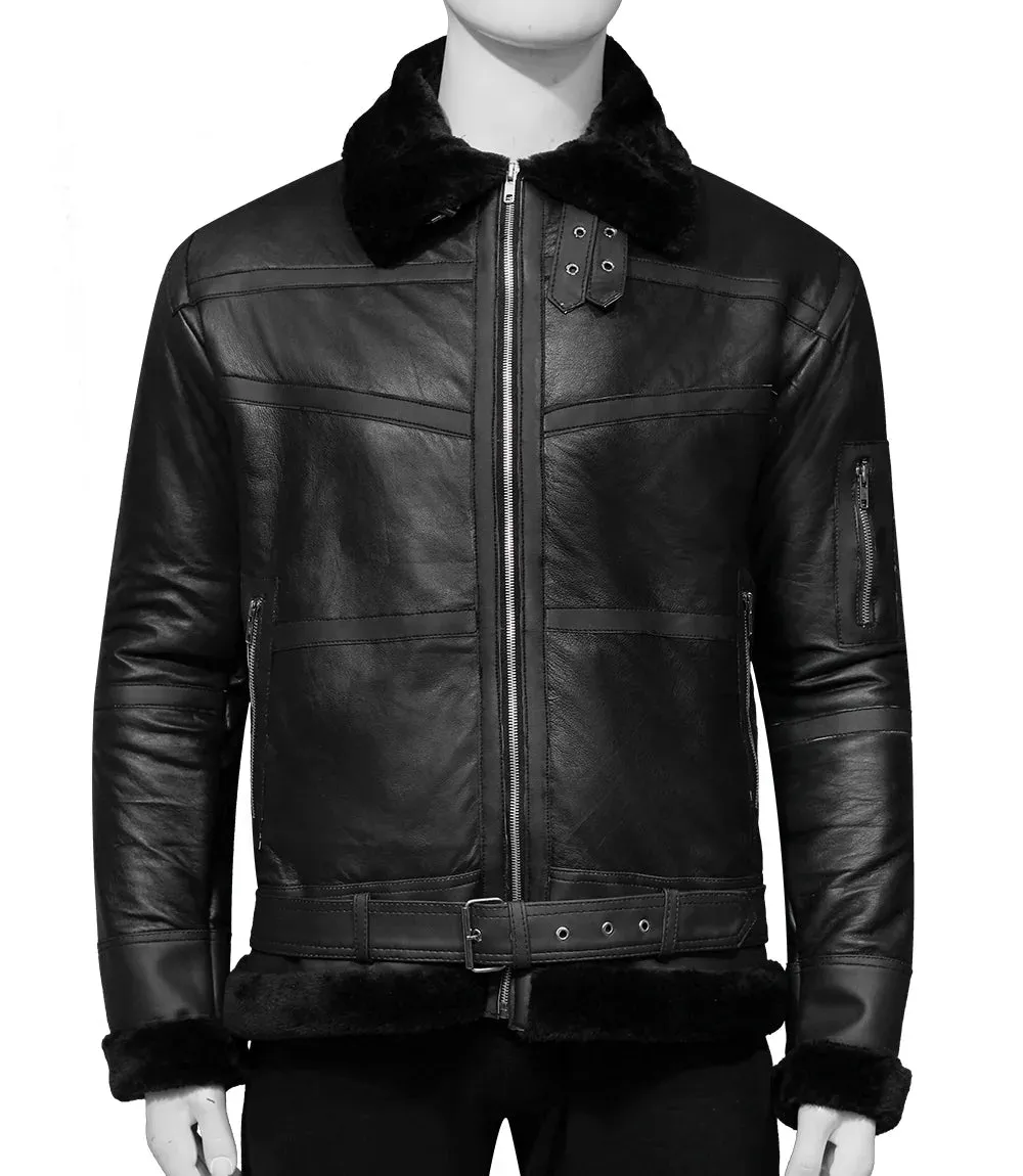 Mens Black Shearling Jacket