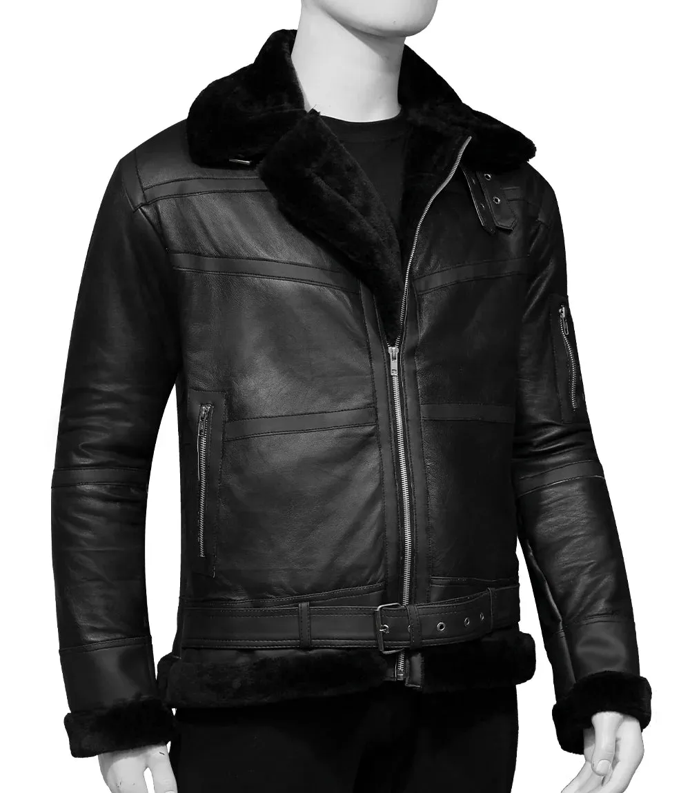 Mens Black Shearling Jacket